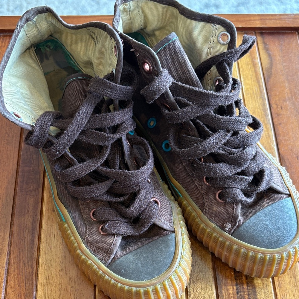 P.F. Flyers Brown High-Top Sneakers Brown Turquoise  Vintage Unisex